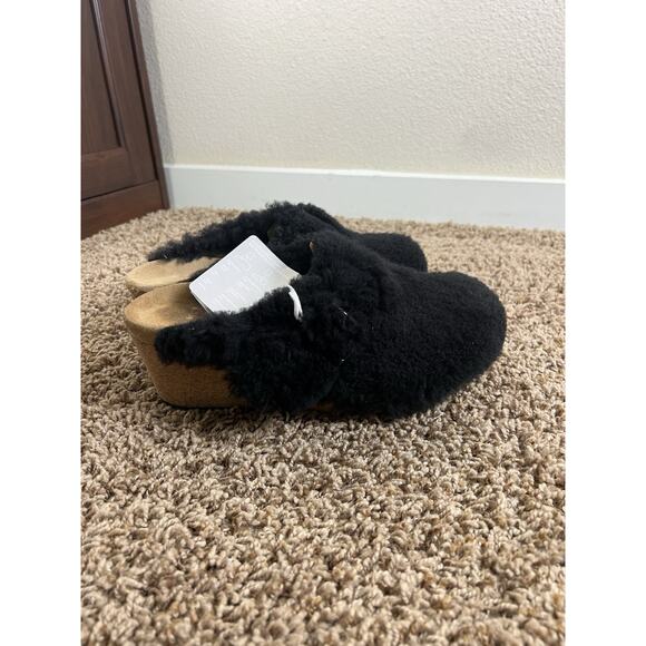 Birkenstock Papillion EU 39 US 8 Black Shearling Cork Wedge Clog Mule - Picture 10 of 13